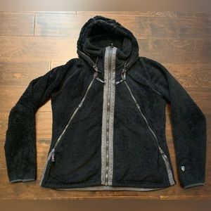 Women’s Kuhl Flight Fleece Full Zip Hooded Black Jacket 2015-Size  XL